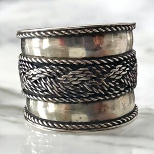 Sterling Silver Wide Band Bali Ring